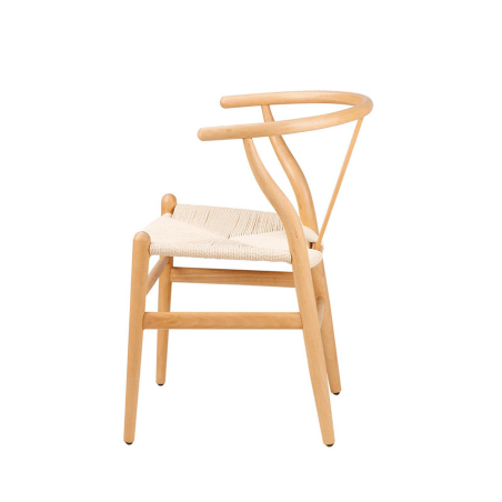 Silla Ada de Somcasa en acabado natural y vista lateral.