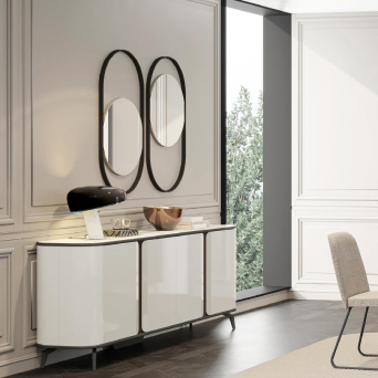 Aparador Tepui de cuatro puertas, fabricado en lacado alto brillo con encimera porcelánica 2