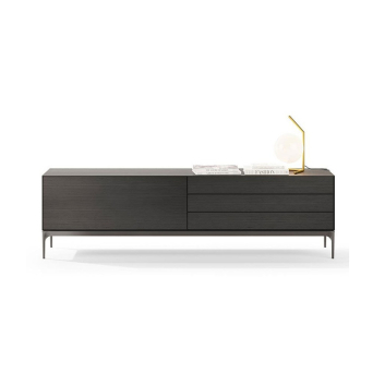 Mueble TV Lauki 4, de Treku, en chapa de madera natural con pies metálicos 2