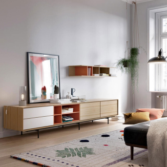 Mueble de TV Aura 2 de Treku, en chapa de madera natural y DM lacado 2