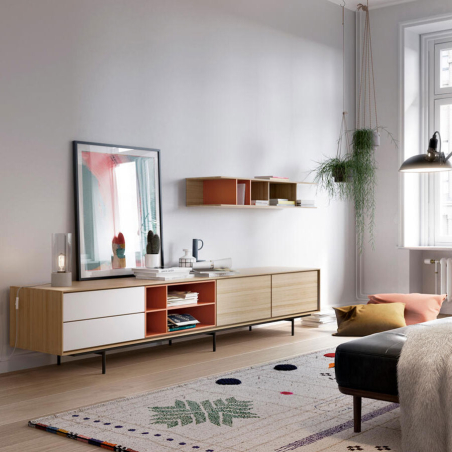 Vista en ambiente de salón del Mueble TV Aura 2 de Treku