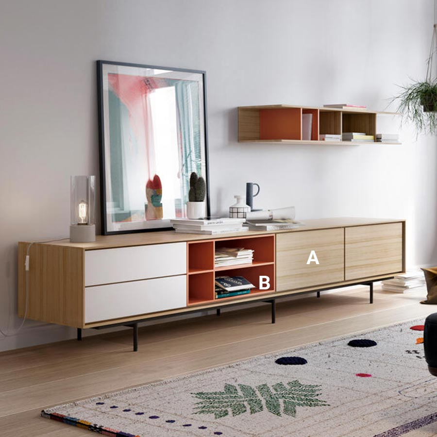 Personalización de acabados para el Mueble de TV Aura 2, de Treku