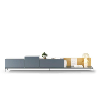 Mueble TV Lauki 2, fabricado en roble natural y DM lacado