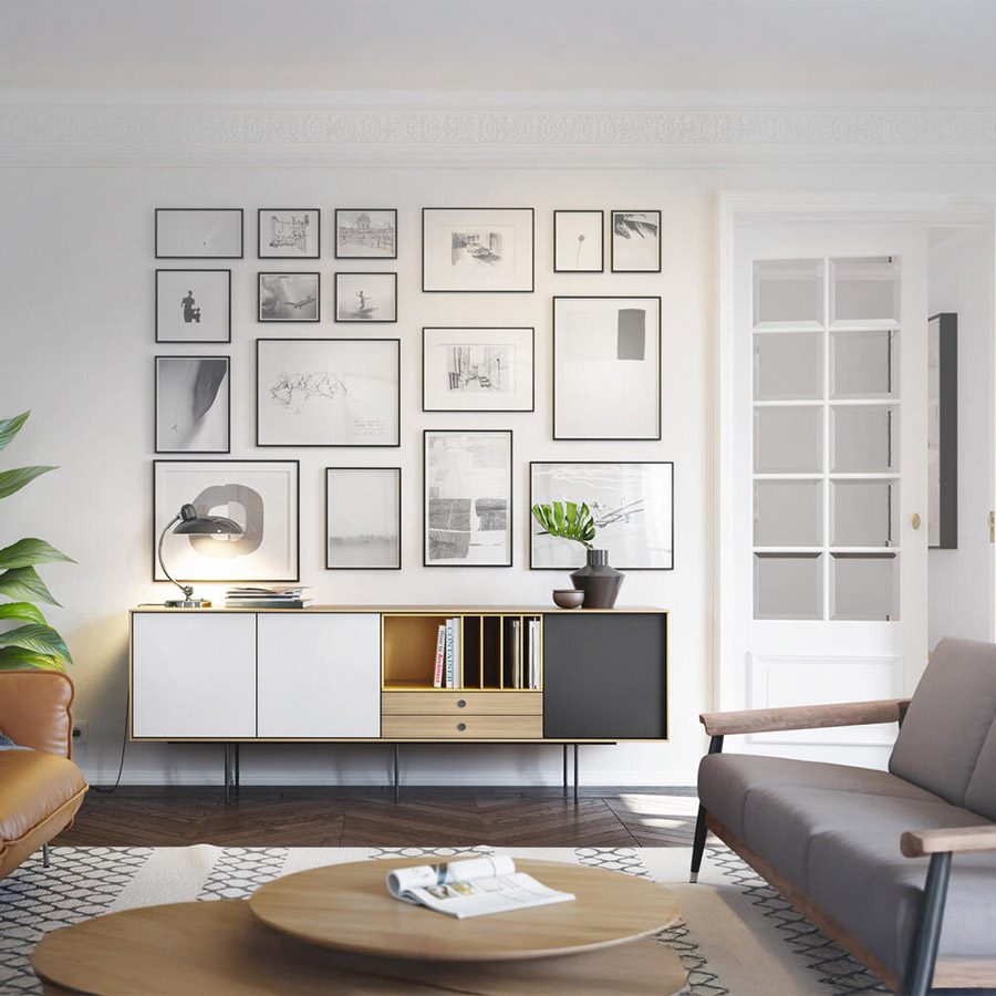 Aparador Aura 13, de Treku, en ambiente de salón