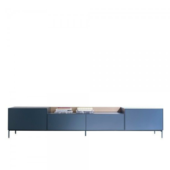 Mueble TV Lauki 5 de Treku, en chapa de madera natural y DM lacado
