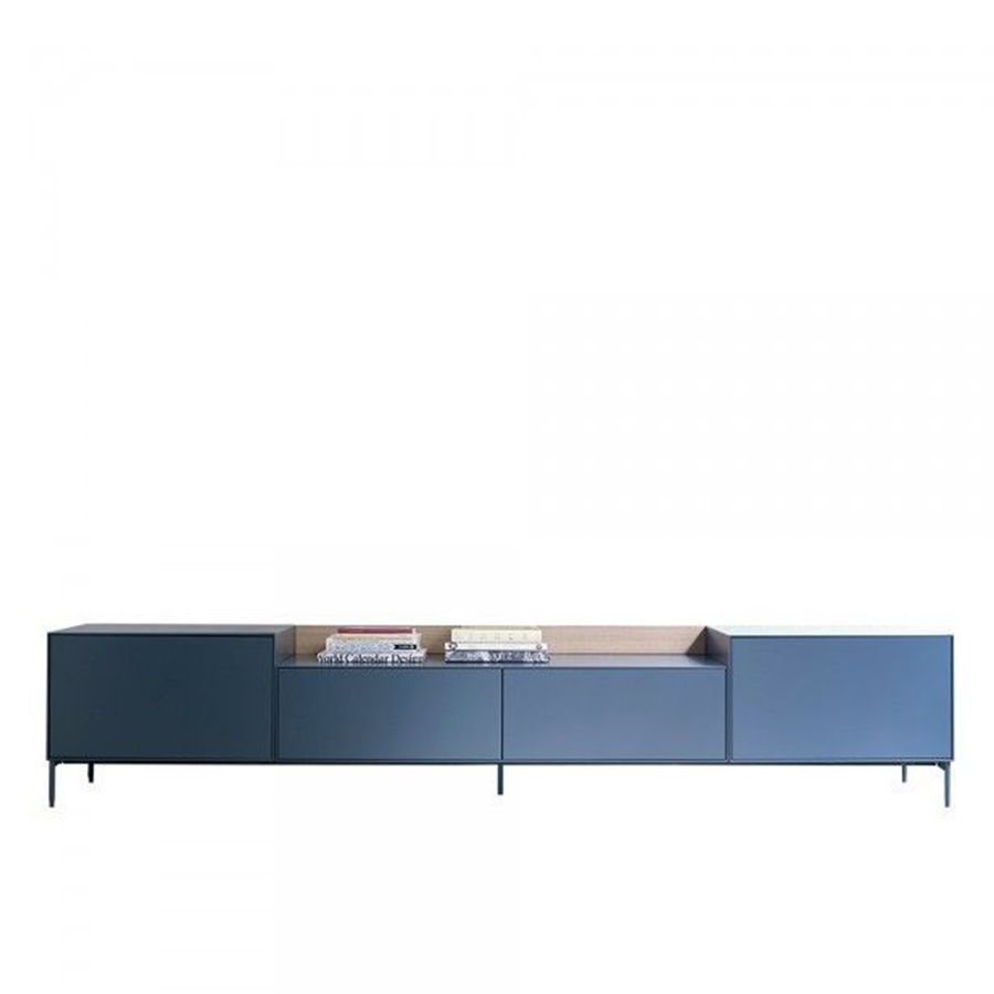 Mueble TV Lauki 5 de Treku, en chapa de madera natural y DM lacado
