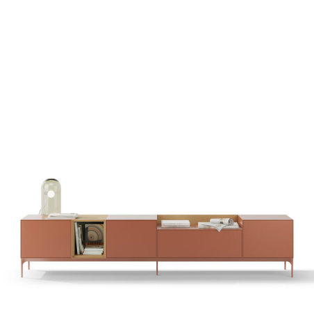 Mueble TV Lauki 7 de Treku, fabricado en chapa de madera natural y DM lacado