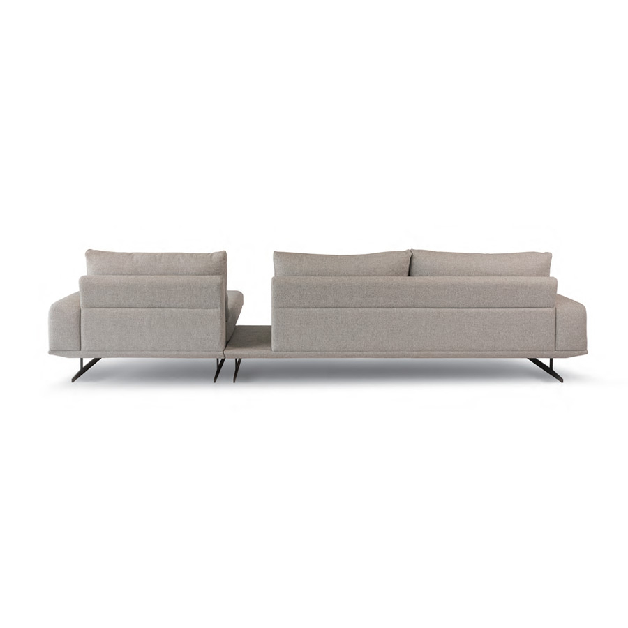 Chaiselongue Mk.1600 de la firma Moorki en acabado gris y vista trasera.