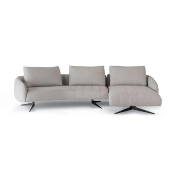 Sofá con chaiselongue MK. 1801 en acabado Goya 51 y vista frontal.