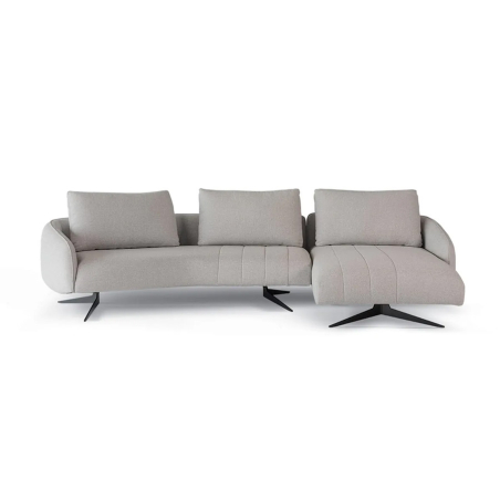 Sofá con chaiselongue MK. 1801 en acabado Goya 51 y vista frontal.
