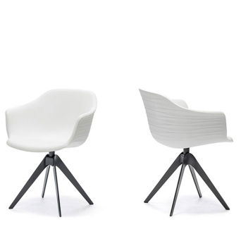 Butaca Indy, de Cattelan Italia, con patas gofrado grafito y acabado del asiento blanco