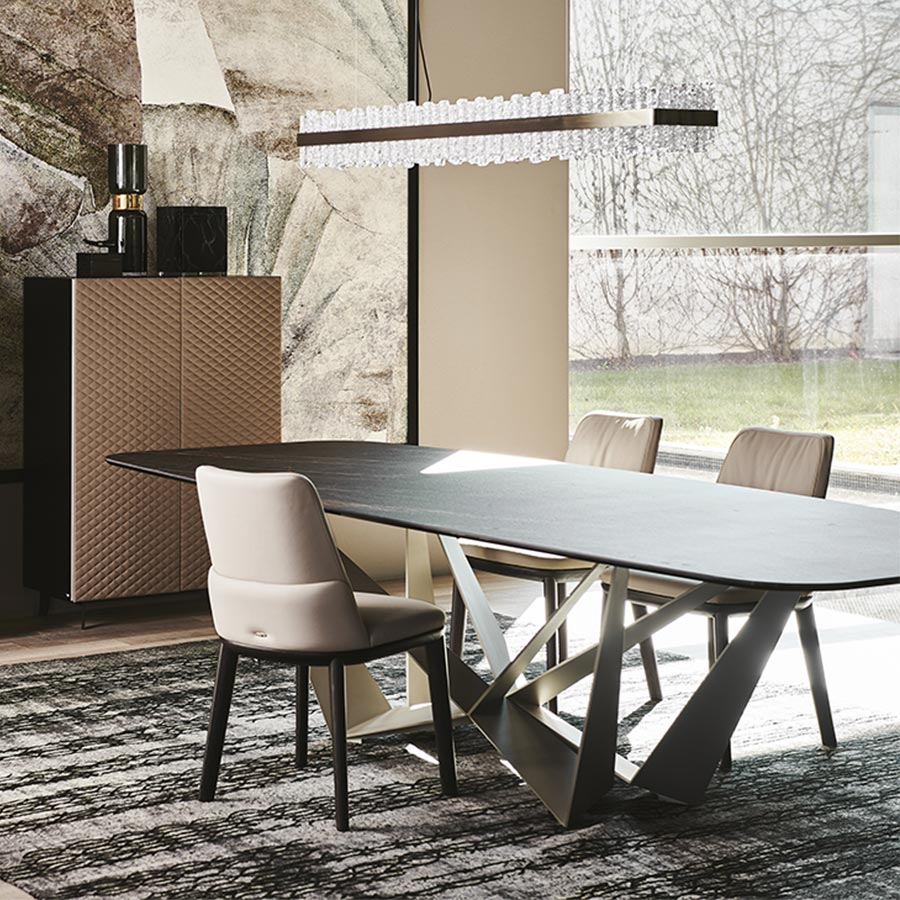 Vista en ambiente de salón de la Silla Belinda, de Cattelan Italia