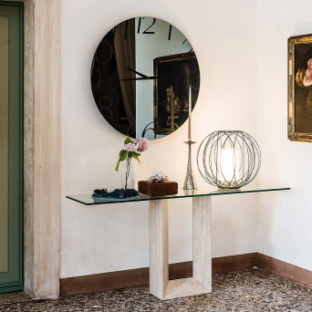 Consola Diapason de Cattelan Italia, con base de mármol y tapa de cristal transparente 2