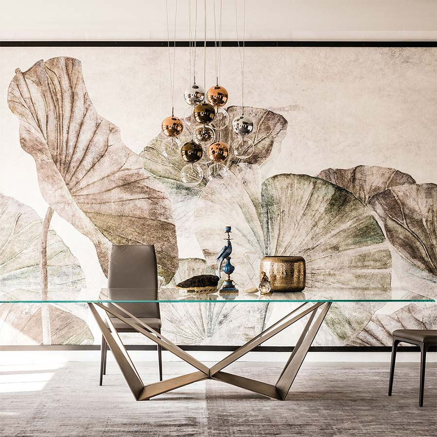 Vista frontal de la Mesa Skorpio de Cattelan Italia
