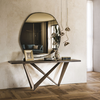 Consola Westin de Cattelan Italia, con tapa en madera y base en acero barnizado 2