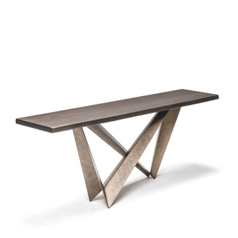 Consola Westin de Cattelan Italia, con tapa en madera y base en acero barnizado