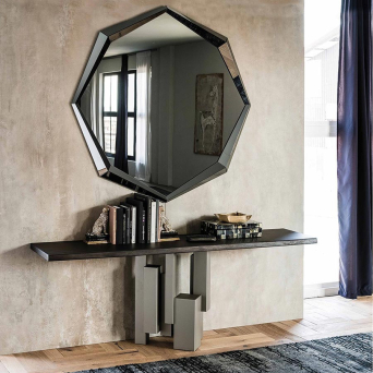 Consola Skyline de Cattelan Italia, con tapa de madera natural con bordes irregulares