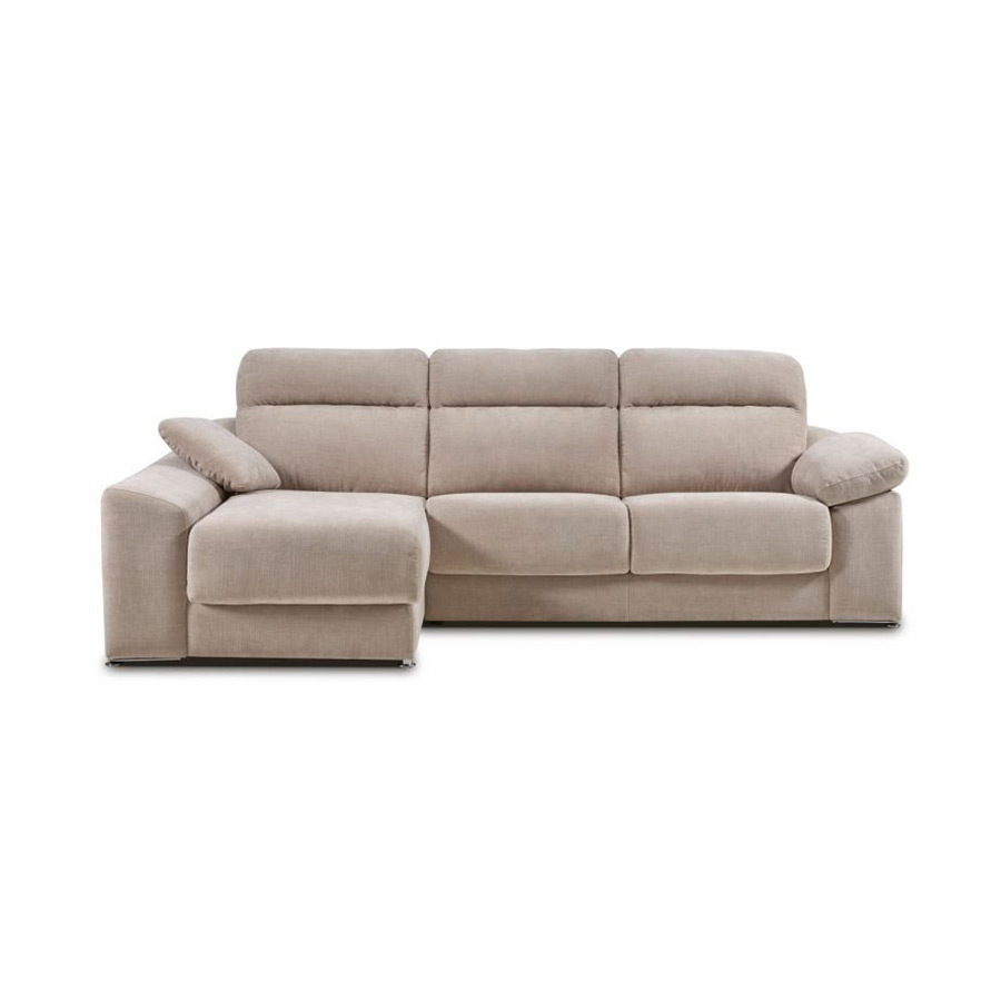 Chaiselongue deslizante Ariel de Pedro Ortiz en acabado beige y vista frontal.