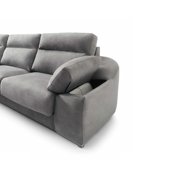 Chaiselongue deslizante Ariel de Pedro Ortiz en acabado beige y vista frontal. 2
