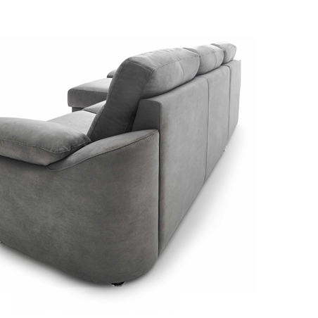 Chaiselongue deslizante Ariel de Pedro Ortiz en acabado piedra y vista trasera.