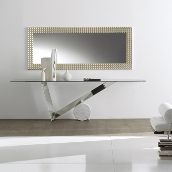 Consola Valentinox de Cattelan Italia, con base en acero inoxidable y tapa en cristal transparente 2