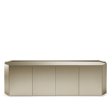 Aparador Chelsea de Cattelan Italia, acabado madera lacado titanio sobre cristal
