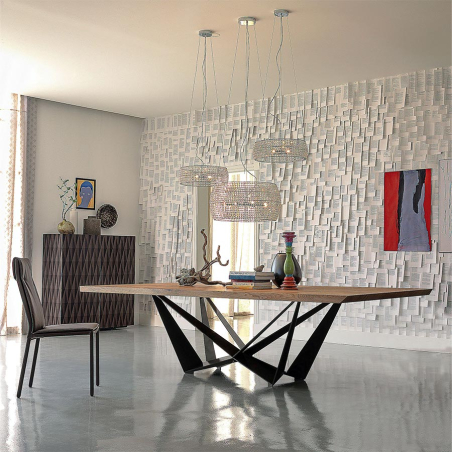 Mesa Skorpio Wood de Cattelan Italia integrada en ambiente de comedor
