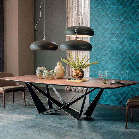 Mesa Skorpio Wood de Cattelan Italia integrada en ambiente de salón