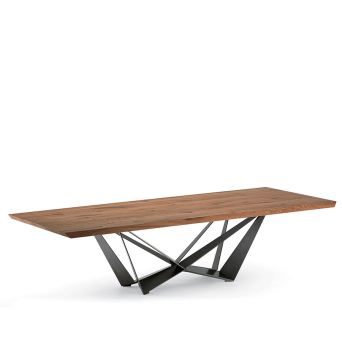 Mesa Skorpio Wood de Cattelan Italia, acabado tapa madera nogal canaletto