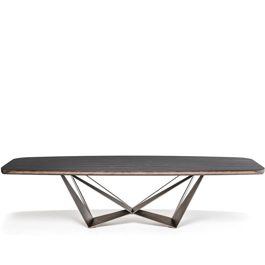 Mesa Skorpio Wood de Cattelan Italia, acabado tapa madera roble ahumado