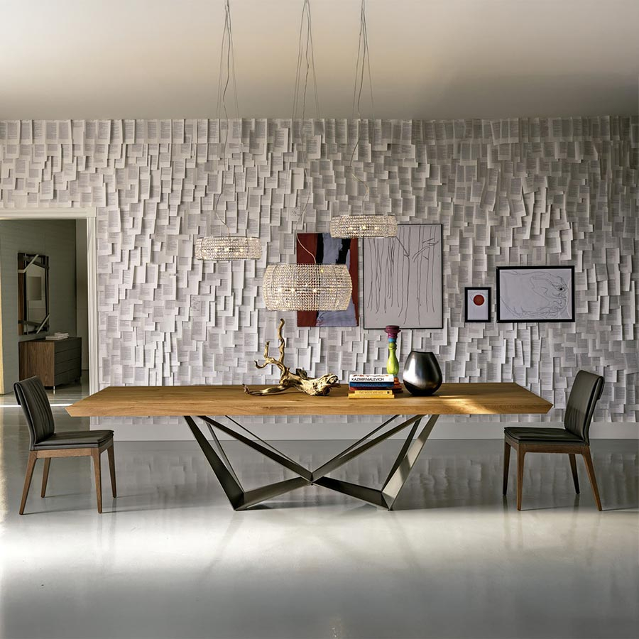 Vista frontal de la Mesa Skorpio Wood de Cattelan Italia