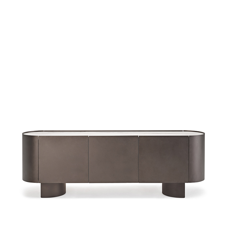 Aparador Savoy de Cattelan Italia, con estructura acabado gofrado bronce