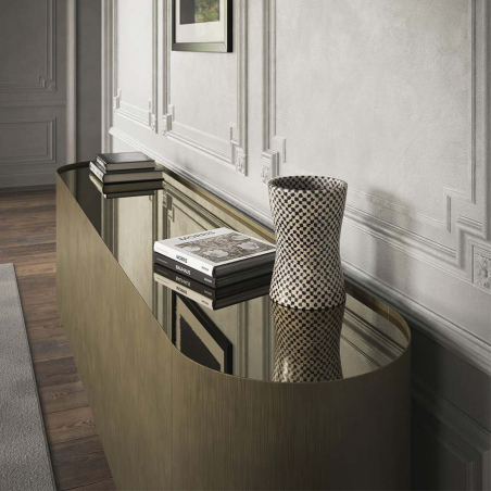 Aparador Savoy de Cattelan Italia con tapa de cristal reflejado bronce