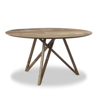 Mesa Spider redonda de PLM Design, de teca reciclada maciza