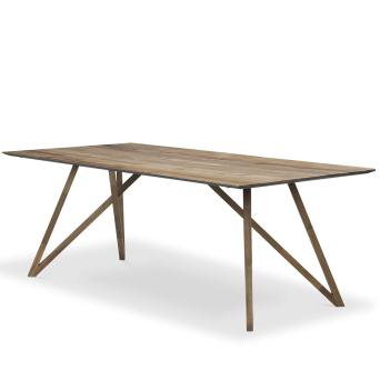 Mesa de comedor rectangular Spider, de PLM Design, en teca reciclada maciza