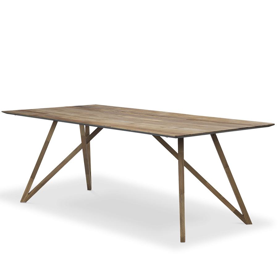 Mesa de comedor rectangular Spider, de PLM Design, en teca reciclada maciza