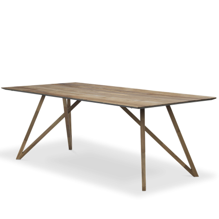 Mesa de comedor rectangular Spider, de PLM Design, en teca reciclada maciza