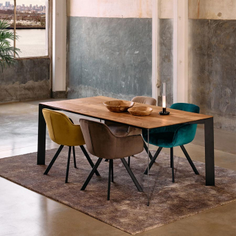 Mesa Fusion rectangular de PLM Design, con tapa de teca reciclada maciza y patas de acero lacado 2
