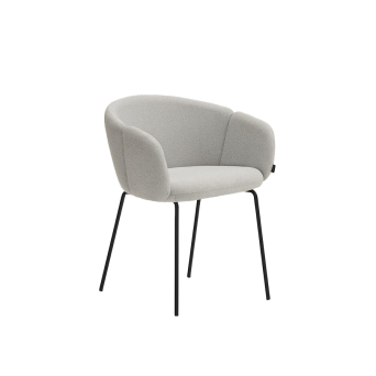 Silla Add de Teulat, con estructura de metal y tapizado gris claro