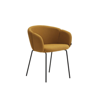 Silla Add de Teulat, con estructura de metal y tapizado gris claro 2
