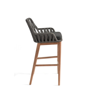 Taburete Townpe de Crisal Decoración, con estructura en madera de teca y asiento de cuerda 2