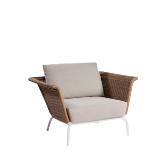 Sillón Pal de Crisal Decoración, de ratán sintético y patas color blanco