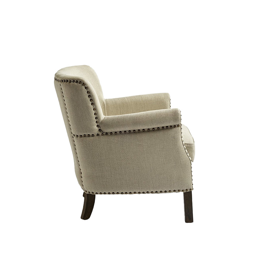 Vista del perfil del Sillón lino con tachuelas de Crisal Decoración