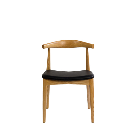 Vista frontal de la Silla Natural con asiento negro de Crisal Decoración