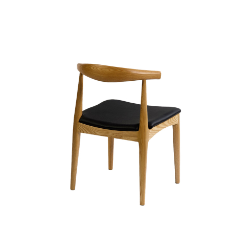 Vista trasera de la Silla Natural con asiento negro de Crisal Decoración