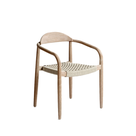 Silla Javiro de Crisal Decoración con asiento de cuerda acabado gris claro