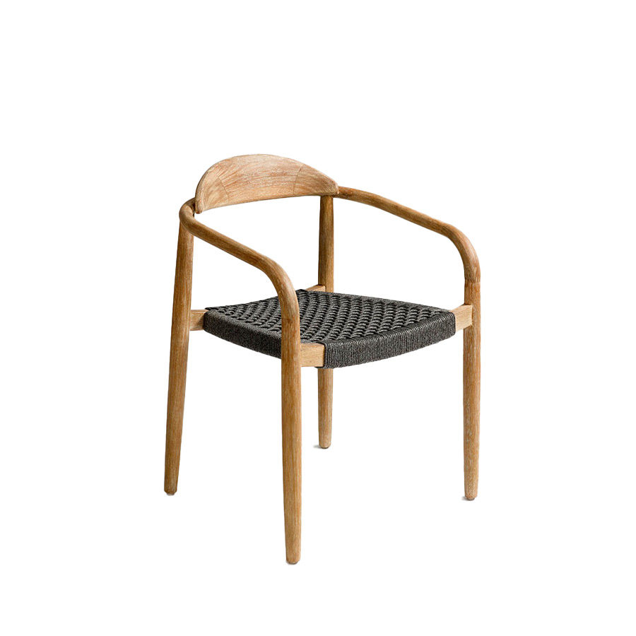 Silla Javiro de Crisal Decoración con asiento de cuerda acabado gris oscuro