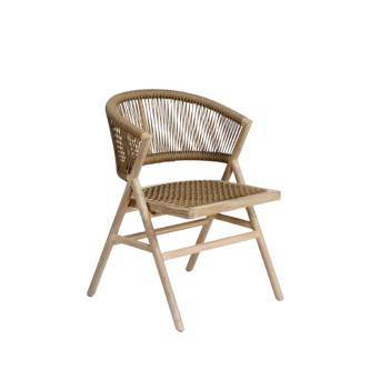 Silla Jess de Crisal Decoración, fabricada en madera de teca con asiento y respaldo de cuerda