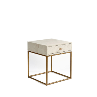 Mesita de noche Alaya de Crisal Decoración, en madera de roble blanco