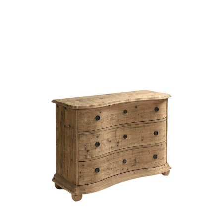 Cómoda envejecida de Crisal Decoración, en madera de pino y con tiradores de metal